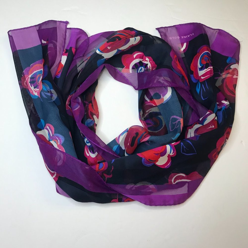 Elaine Gold Floral Silk Scarf